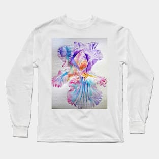 Iris Watercolor Painting - Ethereal Purple Long Sleeve T-Shirt